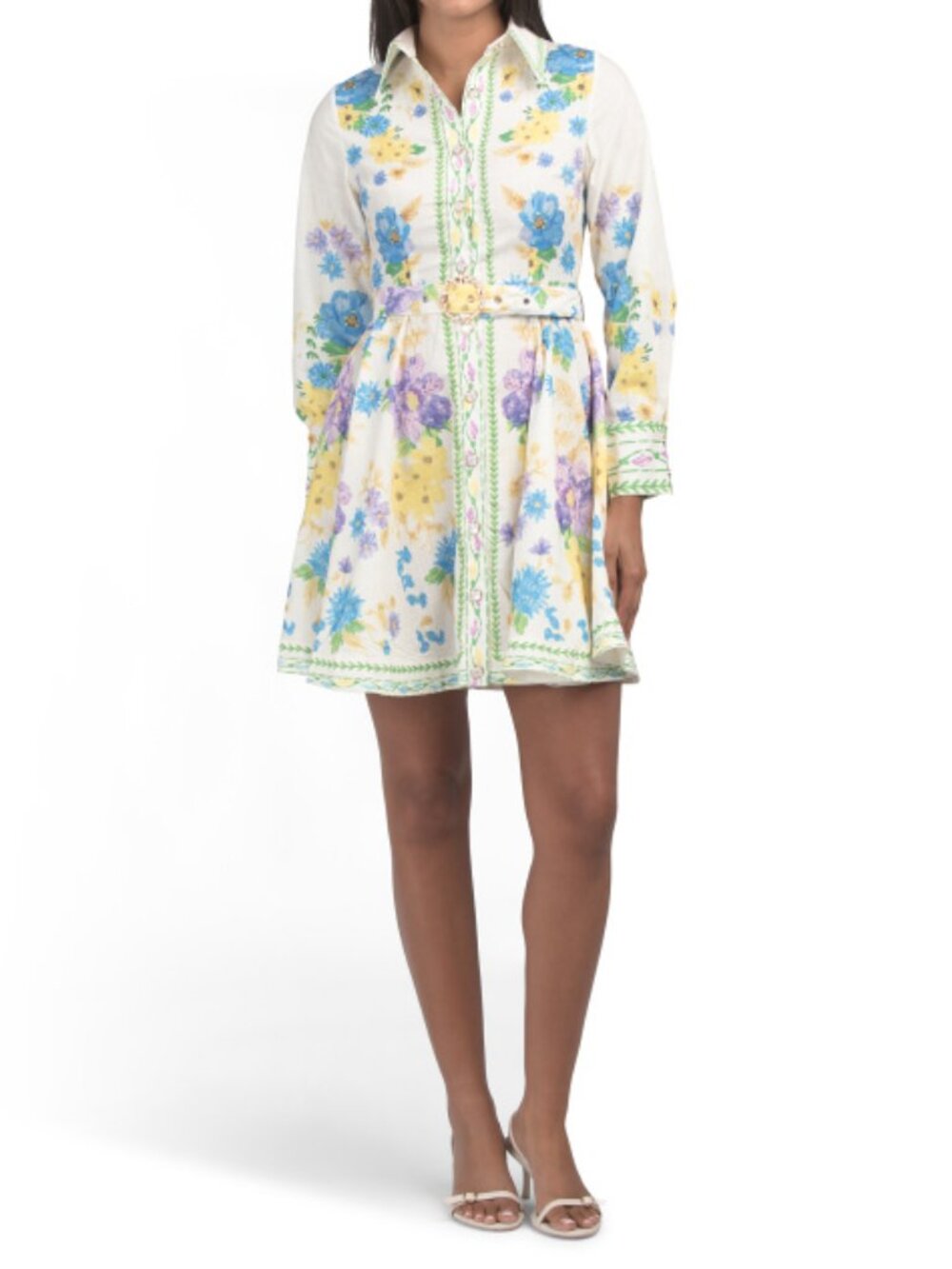 DALIA MACPHEE Long Sleeve Floral Mini Dress